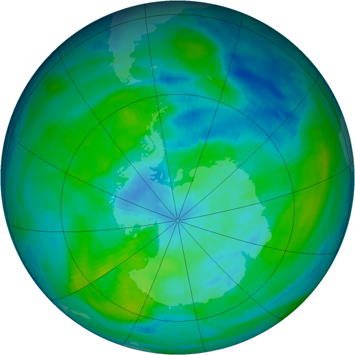Antarctic ozone map for 20 March 1983